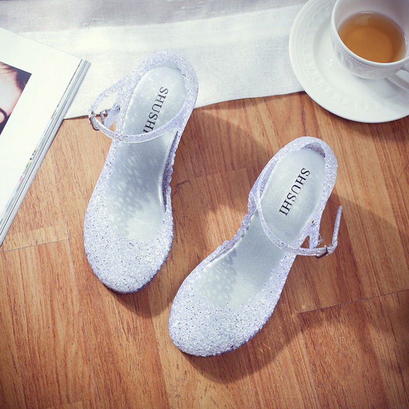 Sandals summer hollowed-out women&apos;s shoes crocs thick soles jelly shoes women&apos;s sandals