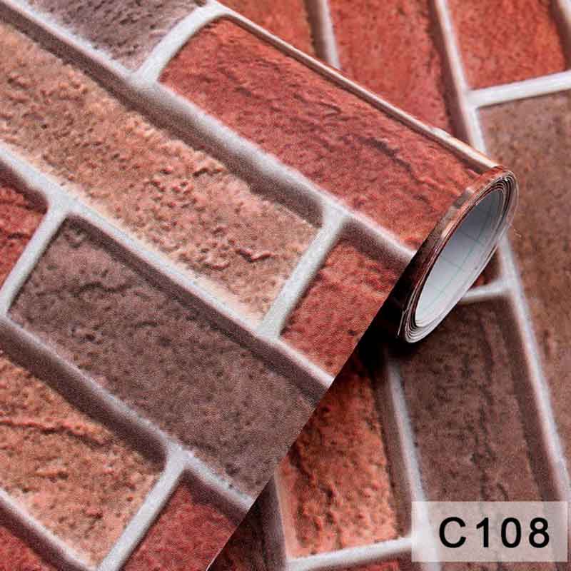 Self-adhesive reinforced vintage 3D brick wall paper for living room bedroom background