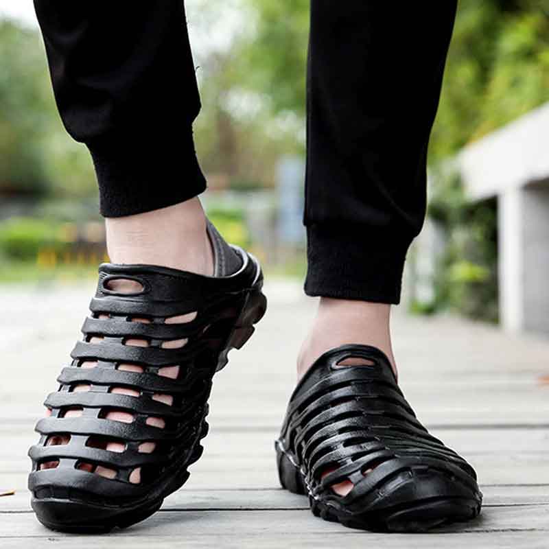 The new plus-size crocs for men are lightweight, soft-soled sandal sandals with cut-out feet