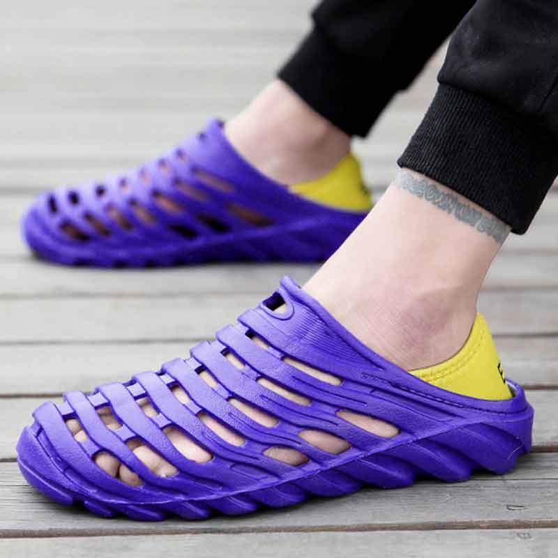 The new plus-size crocs for men are lightweight, soft-soled sandal sandals with cut-out feet