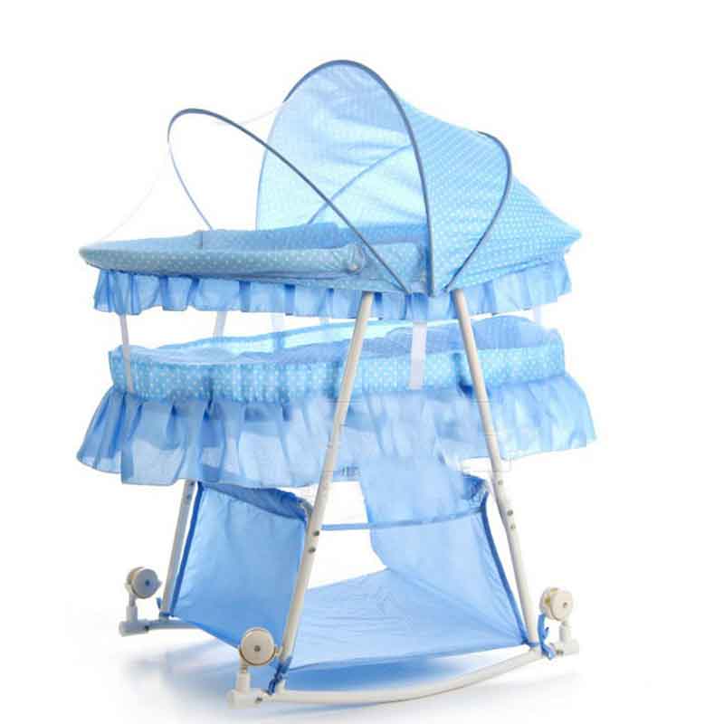 Baby and child bed playbed BB bed with sundry basket cart cradle rocking bed