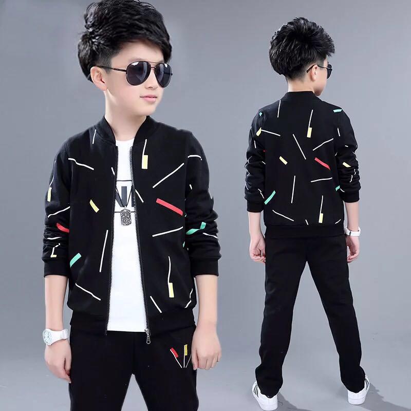 Spring and Autumn wear sports suit, Korean version of the handsome boy&apos;s hoodie suit