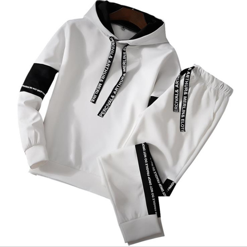 Suits Men&apos;s T- shirt New Sports Leisure Suit Young Men Slim Two Pieces (Clothes+Trousers) Suit