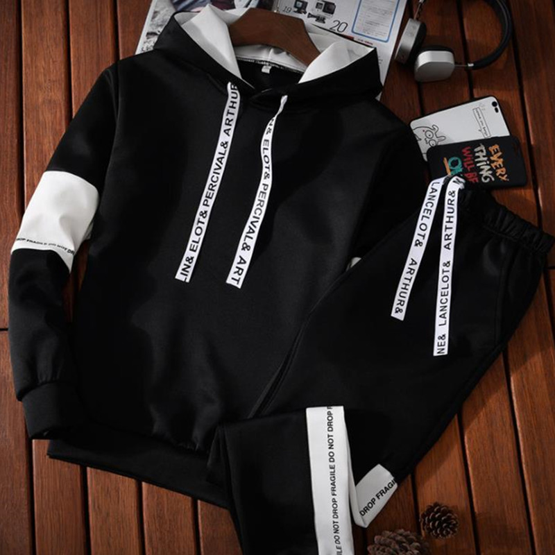 Suits Men&apos;s T- shirt New Sports Leisure Suit Young Men Slim Two Pieces (Clothes+Trousers) Suit