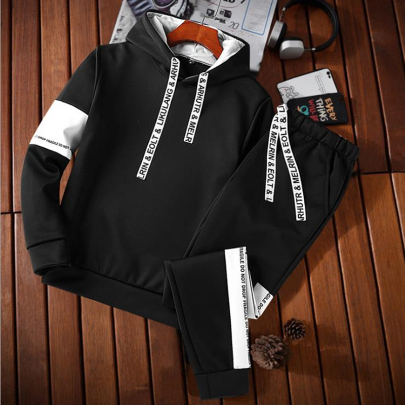 Suits Men&apos;s T- shirt New Sports Leisure Suit Young Men Slim Two Pieces (Clothes+Trousers) Suit