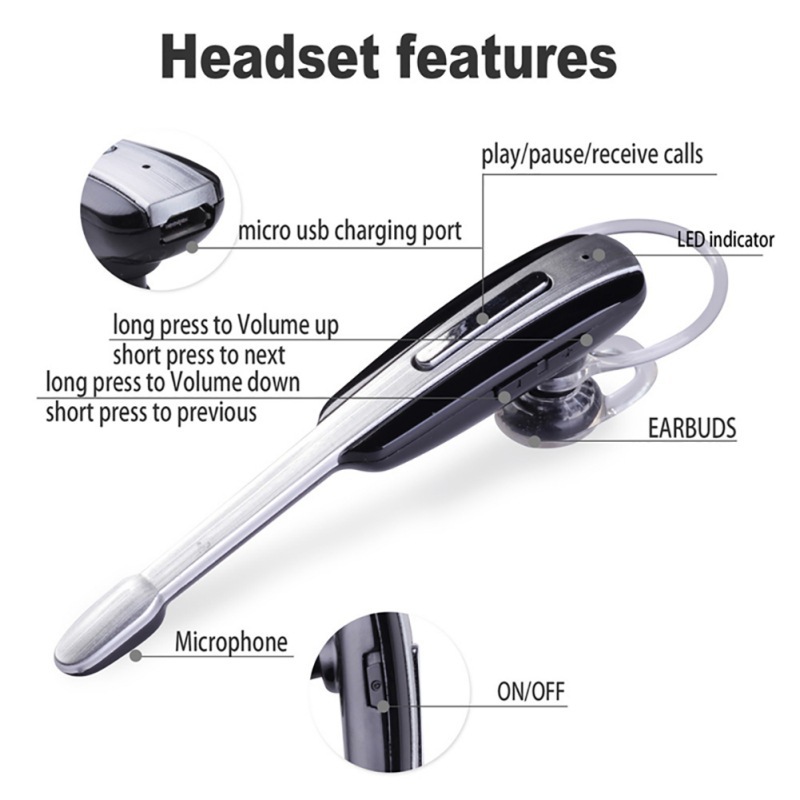 Bluetooth Earphones HM1000 Litchi Ear-hanging 4.1 Motion Stereo Bluetooth Headset