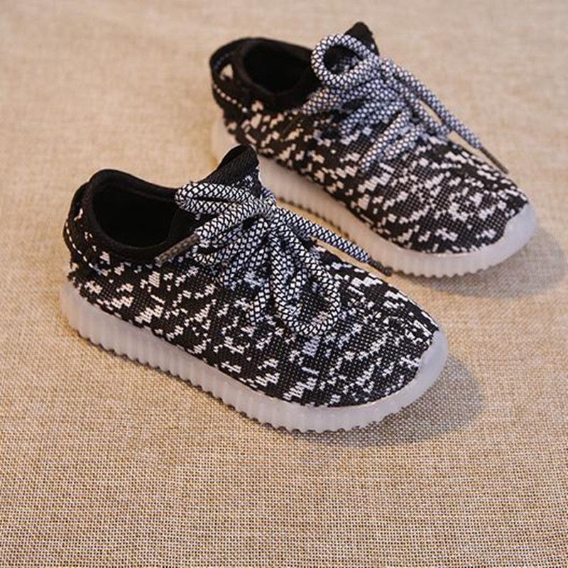 Children&apos;s LED Lighting Shoes Girls Shoes Boys&apos; Shoes Casual Coconut Shoes Knitting Children&apos;s Shoes