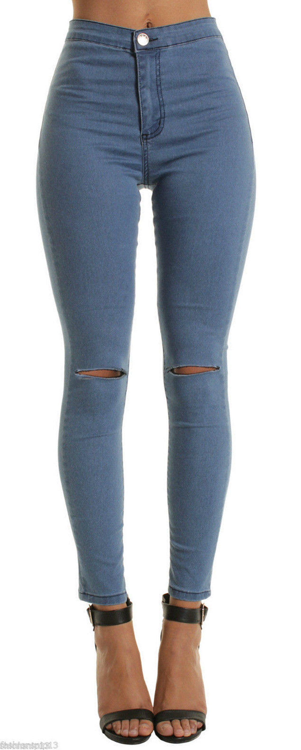 Trousers Women Trousers Ladies Elastic Jeans Women Show Thin Knees Pants With Holes Trousers