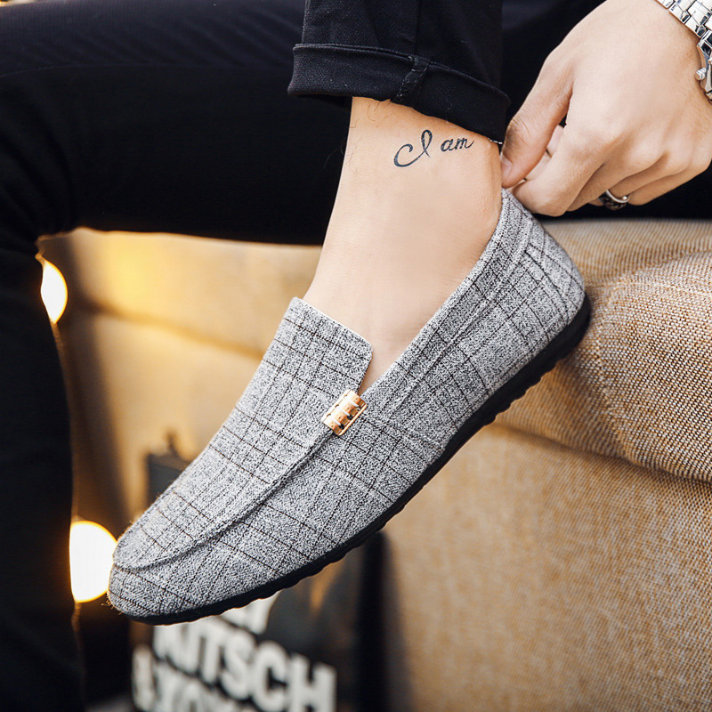 39-46Checker pattern men shoes men flats shoes canvas shoes casual shoes loafers shoes male shoes