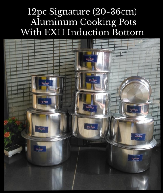 12Pcs Set of induction Abase Aluminium Cooking Pots Sufuria