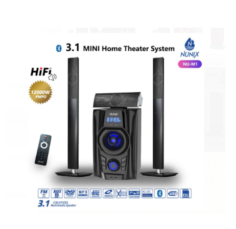 3.1 CH Nunix Bluetooth Multimedia Subwoofer Speaker System With Tall Boys black 12000 watts