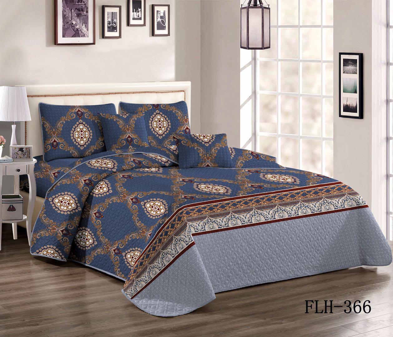 6*6 4 Pcs of Bed Cover Set  ( 1 Bed cover, 2 Pillow cases and 1 Bed-sheet )