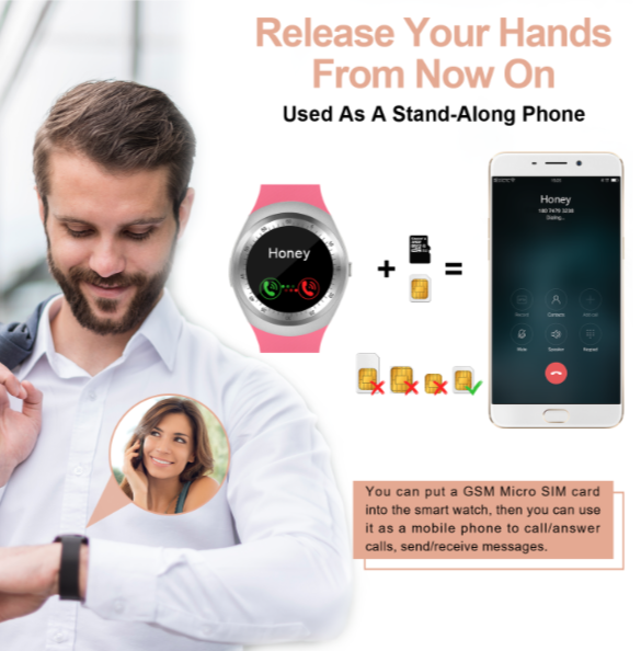 Y1 Smart Watch Touchscreen With Bluetooth Music Player SIM TF Slot Pedometer Sport for Android Ios