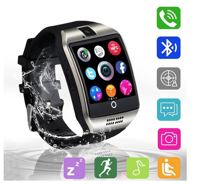 Q18 Bluetooth Smart Watch Cam Twitter Facebook Whatsapp Sync Sports Support SIM Card For IOS Android