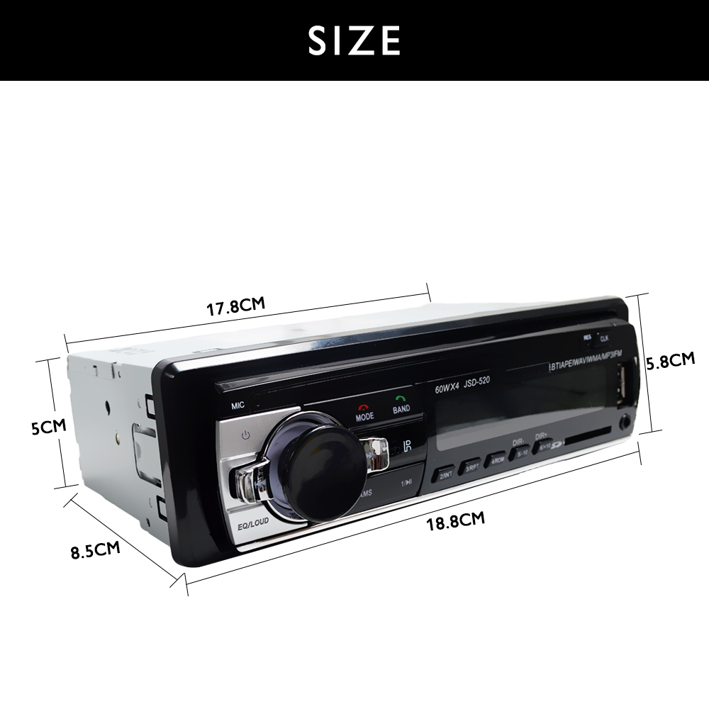 Car Radio Stereo Player Digital Bluetooth MP3 Player 60Wx4 FM Radio  Audio Music USB/SD AUX