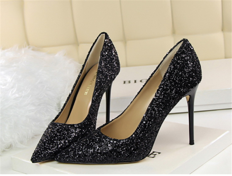 Women Stylish Shining High Heels Lady Thin Heeled Sandals Shoes