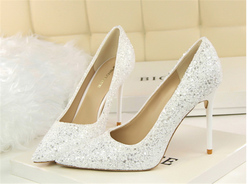 Women Stylish Shining High Heels Lady Thin Heeled Sandals Shoes