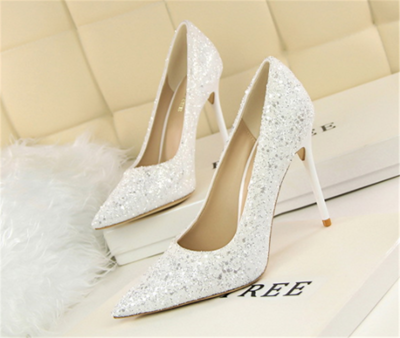 Women Stylish Shining High Heels Lady Thin Heeled Sandals Shoes