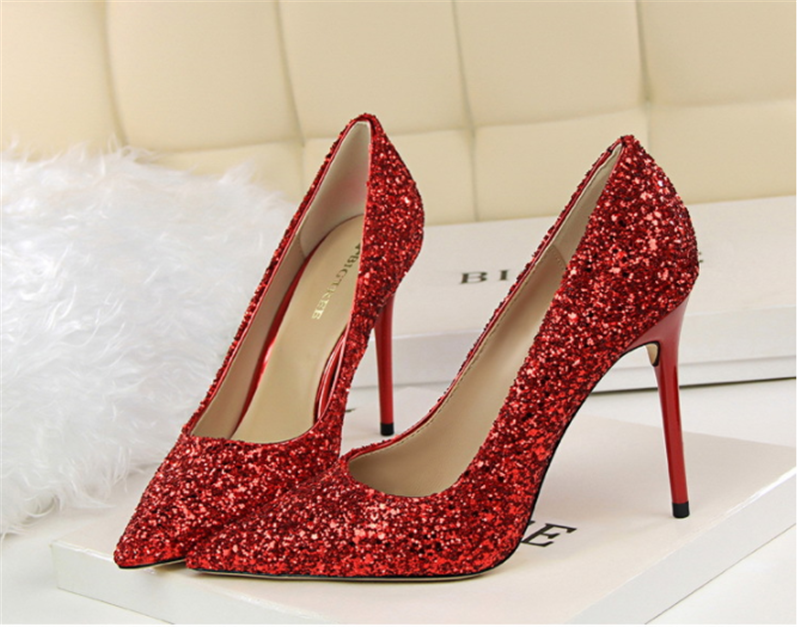 Women Stylish Shining High Heels Lady Thin Heeled Sandals Shoes