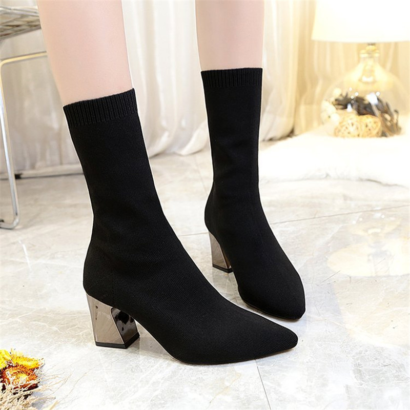 Women&apos;s shoes new stovepipe high-heeled elastic boots tube socks boots increased sexy wool boots