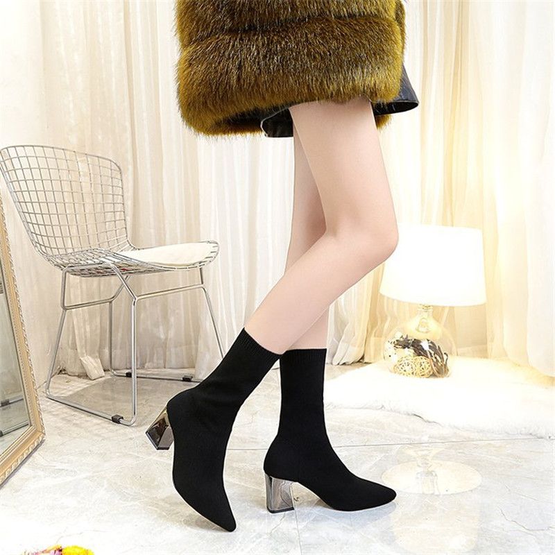 Women&apos;s shoes new stovepipe high-heeled elastic boots tube socks boots increased sexy wool boots