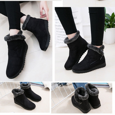Women Snow Boots Warm Short Fur Plush Winter Ankle Boot Plus Size Platform Ladies Suede Zip Shoes