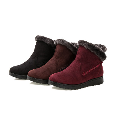 Women Snow Boots Warm Short Fur Plush Winter Ankle Boot Plus Size Platform Ladies Suede Zip Shoes