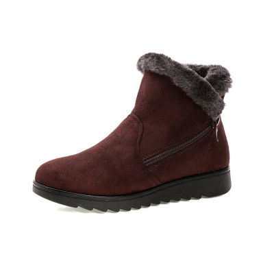 Women Snow Boots Warm Short Fur Plush Winter Ankle Boot Plus Size Platform Ladies Suede Zip Shoes