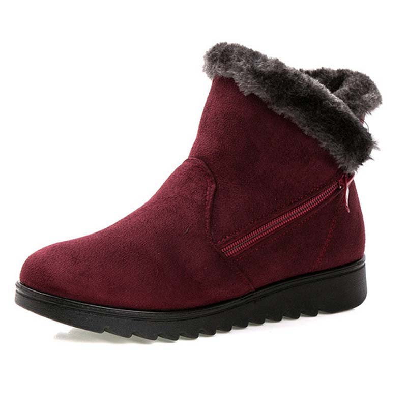 Women Snow Boots Warm Short Fur Plush Winter Ankle Boot Plus Size Platform Ladies Suede Zip Shoes