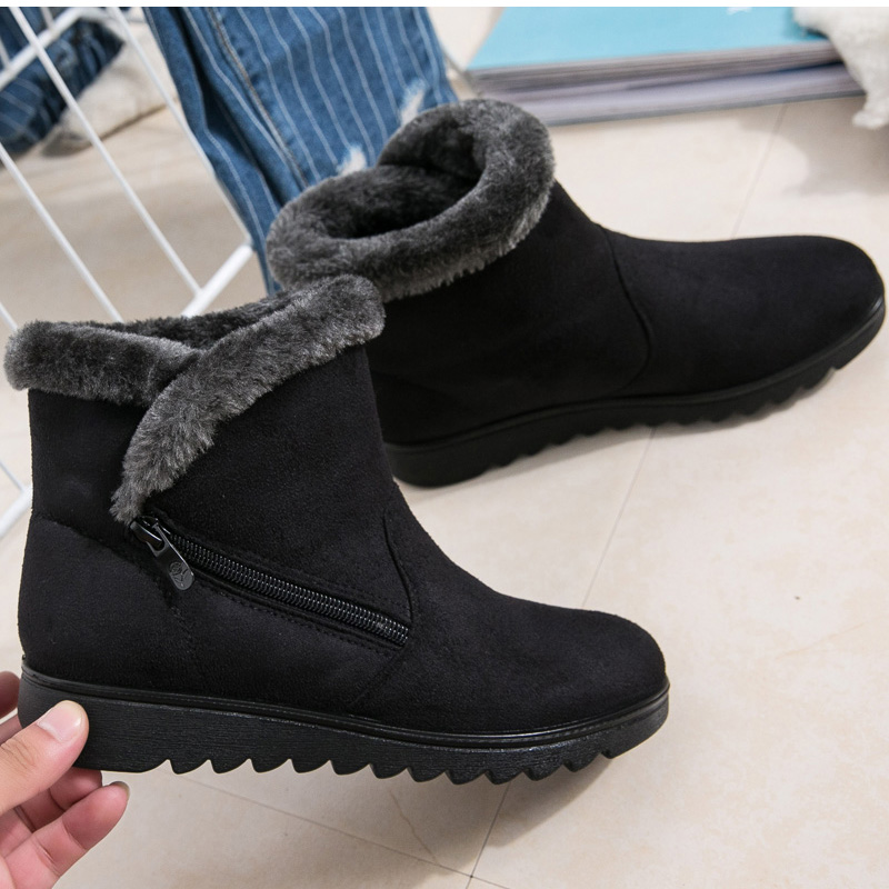 Women Snow Boots Warm Short Fur Plush Winter Ankle Boot Plus Size Platform Ladies Suede Zip Shoes