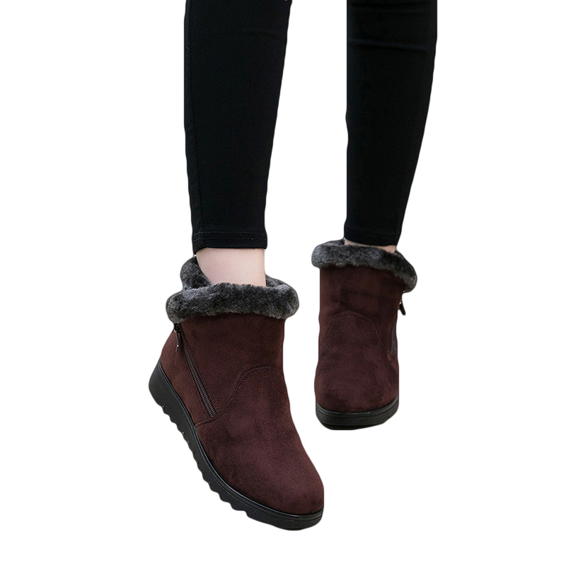 Women Snow Boots Warm Short Fur Plush Winter Ankle Boot Plus Size Platform Ladies Suede Zip Shoes