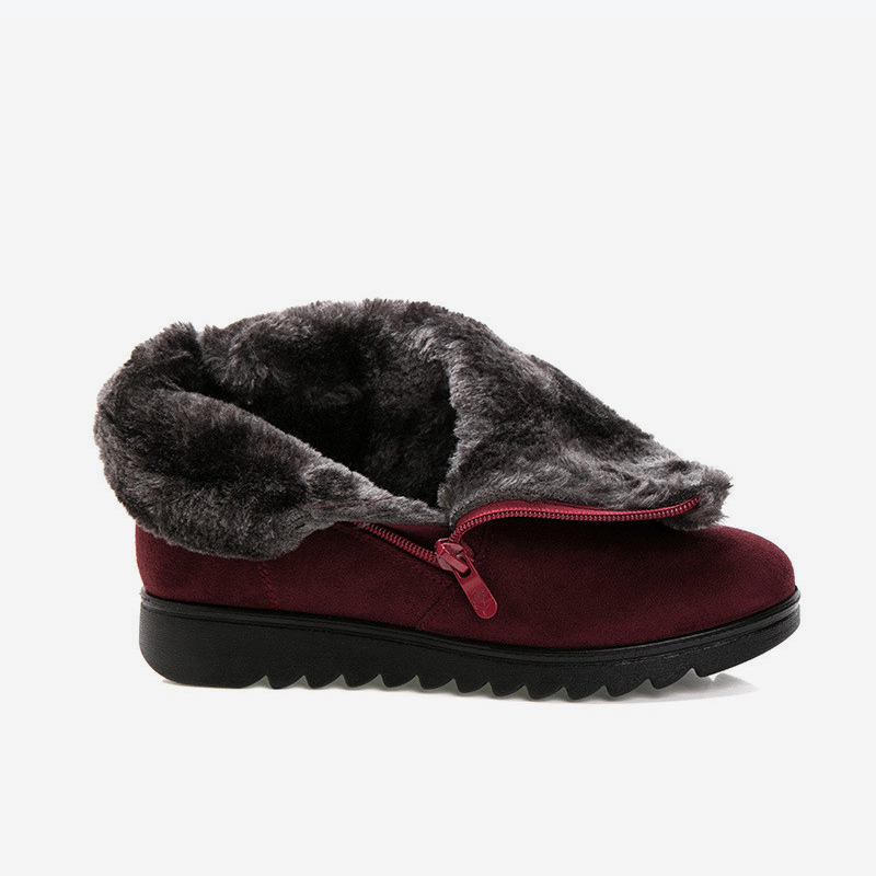 Women Snow Boots Warm Short Fur Plush Winter Ankle Boot Plus Size Platform Ladies Suede Zip Shoes