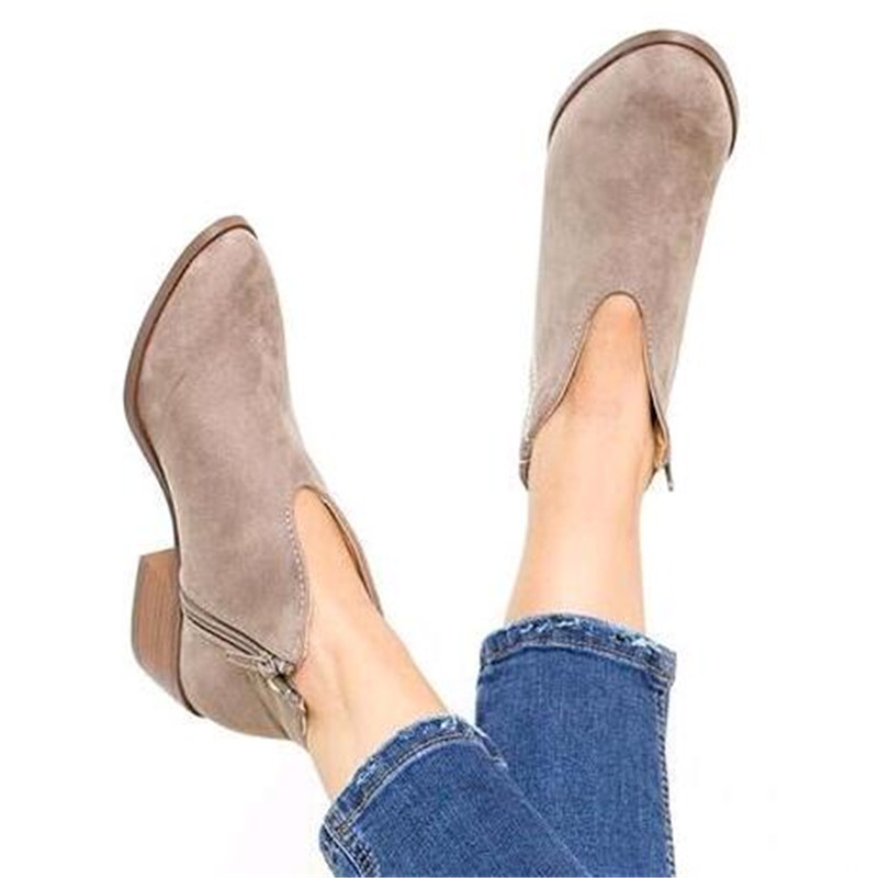 2019 Leopard Print Pointed Toe Ankle Boots Slip on Deep V High Heel Lady Party Dress Women  Shoes