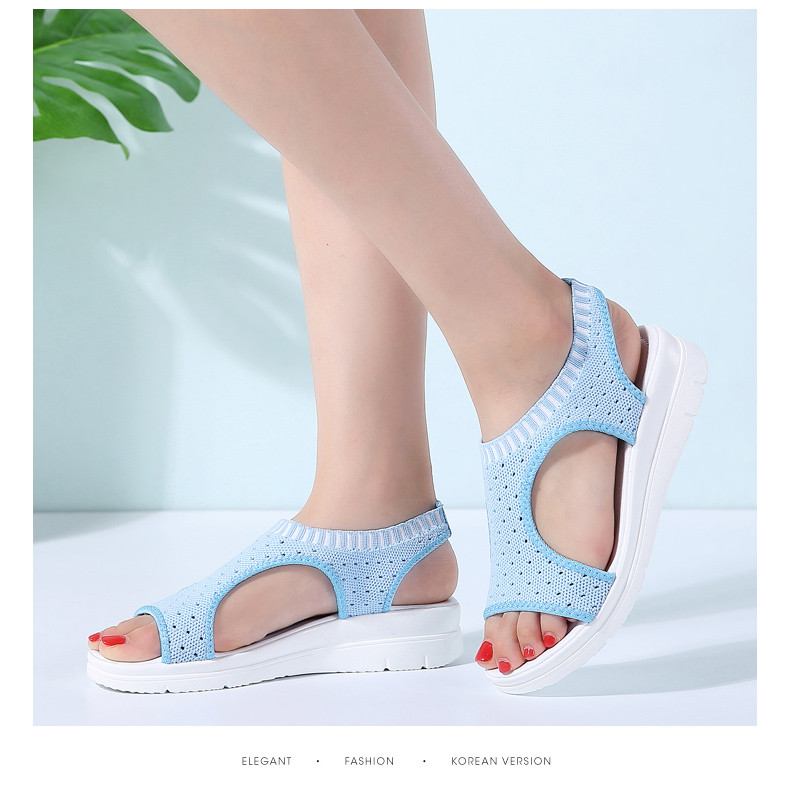 Women Sandals 2019 Female Shoes Woman Summer Wedge Comfortable Sandals Ladies Slip-on Flat Sandals