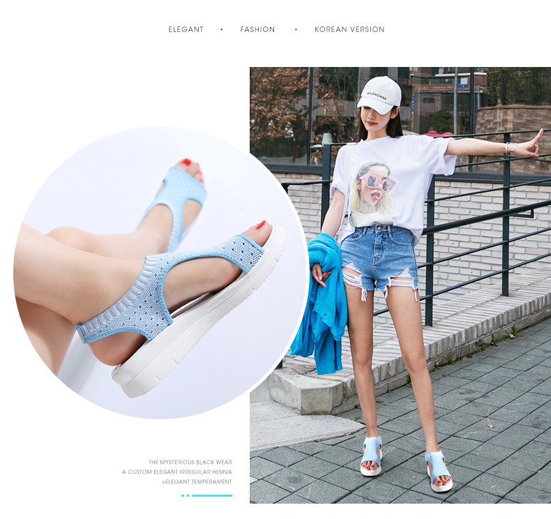 Women Sandals 2019 Female Shoes Woman Summer Wedge Comfortable Sandals Ladies Slip-on Flat Sandals