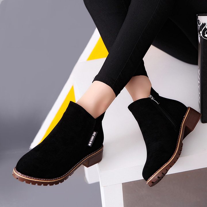 Women Ankle Boots Short Martin Boots Chunky Heels Boots Female Fashion Shoes