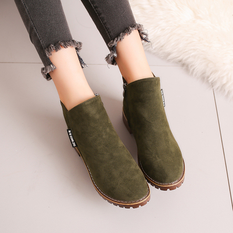 Women Ankle Boots Short Martin Boots Chunky Heels Boots Female Fashion Shoes