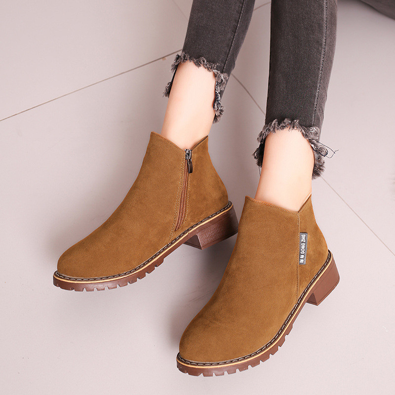 Women Ankle Boots Short Martin Boots Chunky Heels Boots Female Fashion Shoes