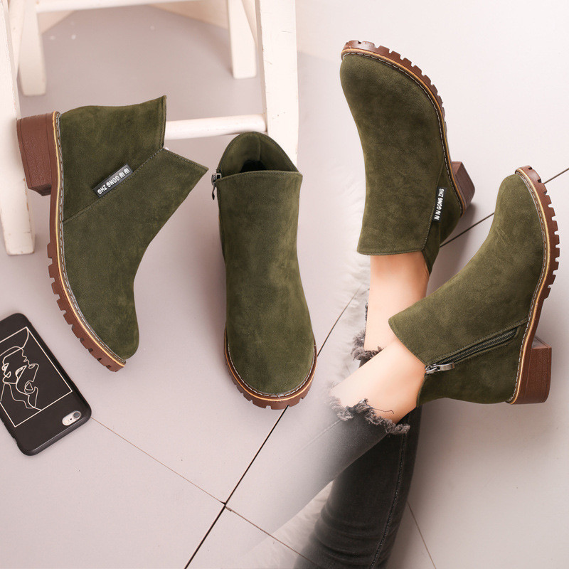 Women Ankle Boots Short Martin Boots Chunky Heels Boots Female Fashion Shoes