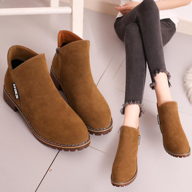 Women Ankle Boots Short Martin Boots Chunky Heels Boots Female Fashion Shoes