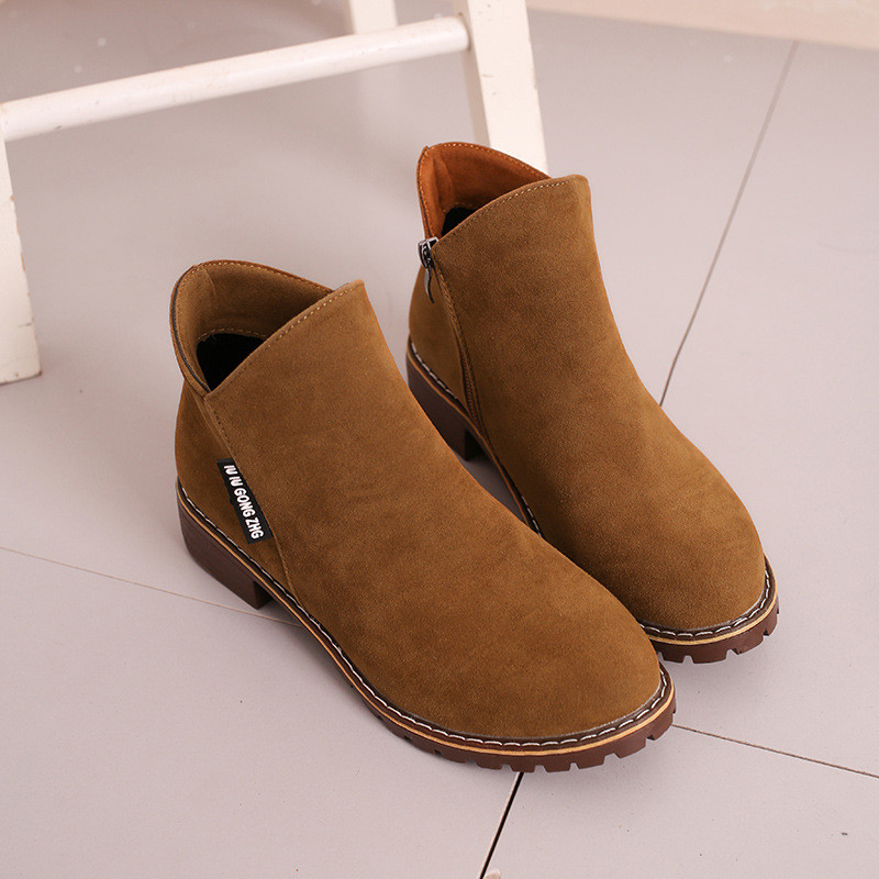 Women Ankle Boots Short Martin Boots Chunky Heels Boots Female Fashion Shoes