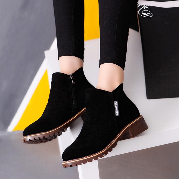 Women Ankle Boots Short Martin Boots Chunky Heels Boots Female Fashion Shoes