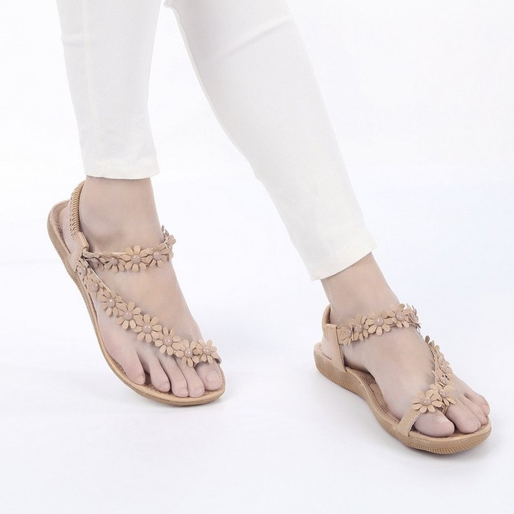 Two Colors Summer Women Casual Floral Flat Shoes Beach Sandals Slippers Shoes