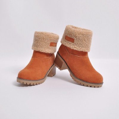 Roboviido New Women Boots Winter outdoor keep Warm Fur Boots Waterproof Women's Thick Heel Boots