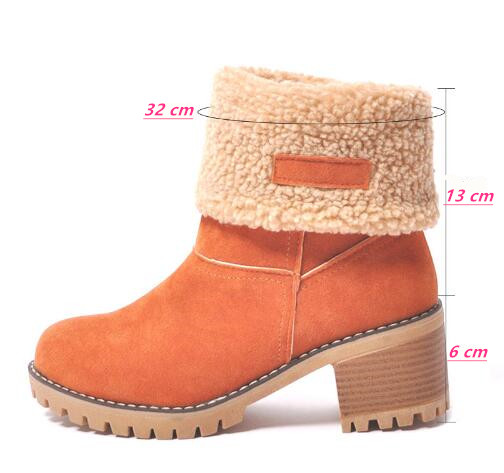 Roboviido New Women Boots Winter outdoor keep Warm Fur Boots Waterproof Women's Thick Heel Boots