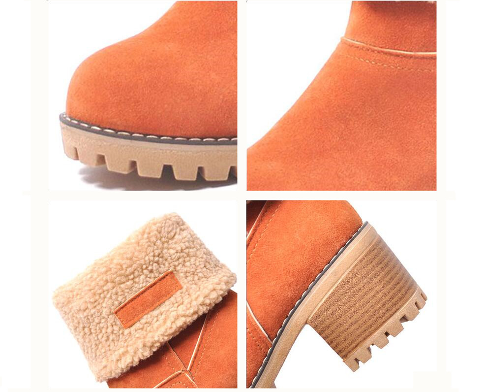 Roboviido New Women Boots Winter outdoor keep Warm Fur Boots Waterproof Women's Thick Heel Boots