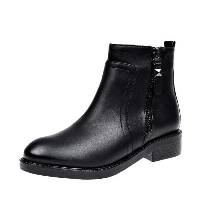 Women&apos;s Shoes Short Boots Korean Version Plus Velvet Casual Chelsea Martin Boots