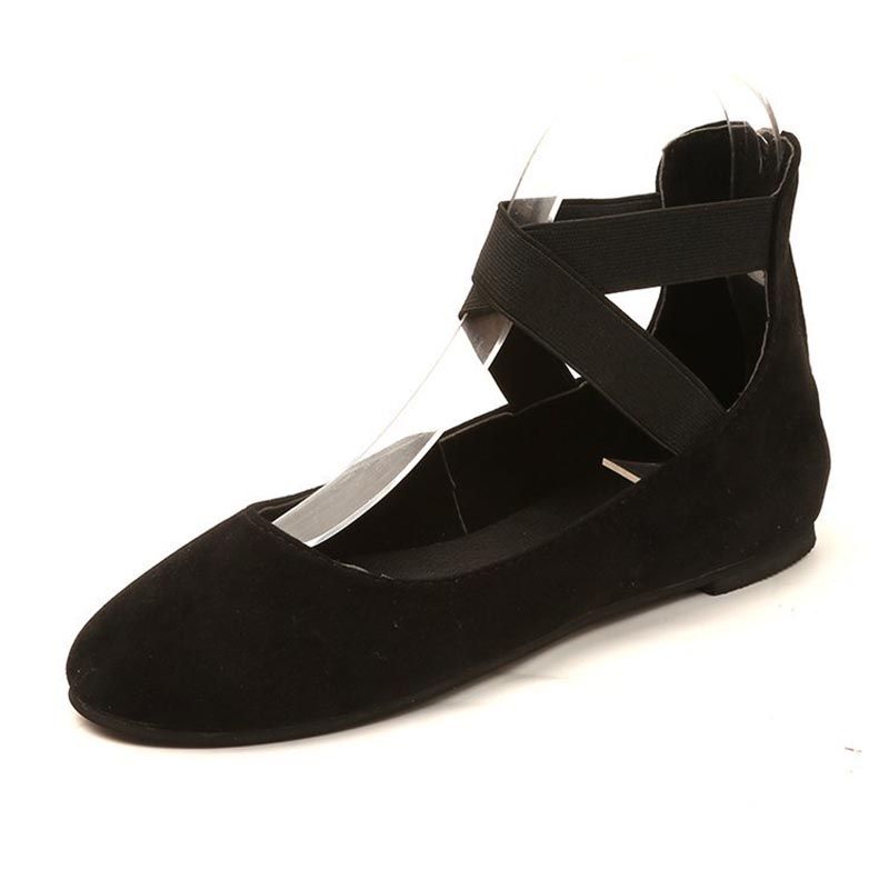Womens Ballet Flats Elastic Ankle Strap Shoes