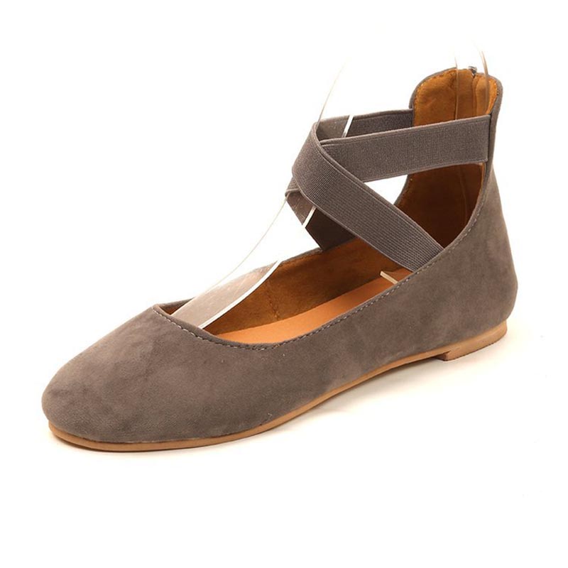 Womens Ballet Flats Elastic Ankle Strap Shoes