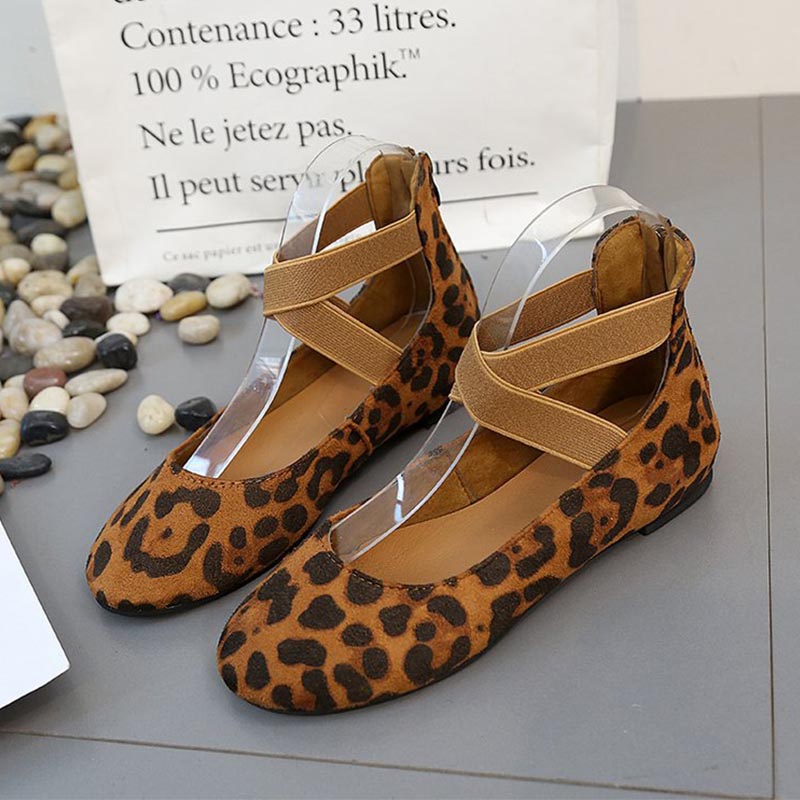 Womens Ballet Flats Elastic Ankle Strap Shoes